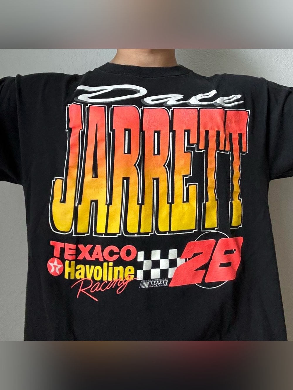 Vintage 1990s Dale Jarrett Nascar AOP Racing Black Single Stitched Tee Shirt